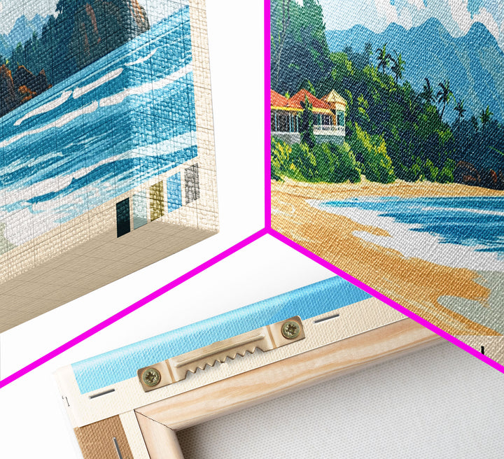 Koggala, Sri Lanka Panoramic Print, Vacation Gift, Sri Lanka Wall Art, Beach Painting, Beach Decor, Large Wall Art, Wood Frame Art