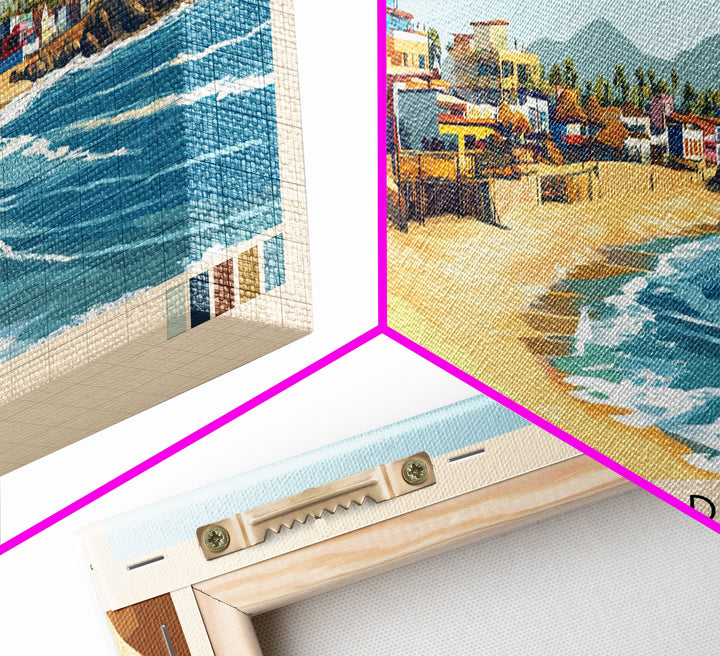 Mancora, Peru Panoramic Beach Print, Vacation Gift, Peru Wall Art, Framed Canvas Print, Framed Beach Painting