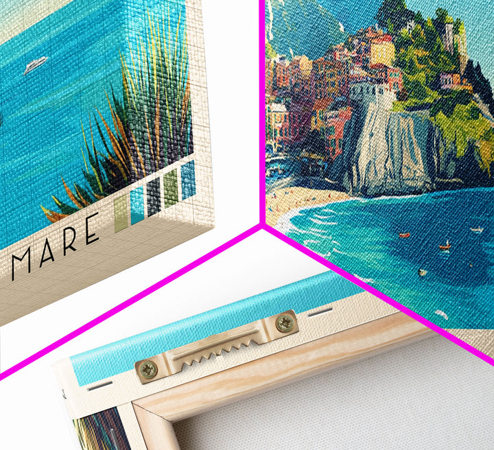 Monterosso al Mare, Italy Panoramic Print, Vacation Gift, Italy Wall Art, Beach Painting, Beach Decor, Beach Or Lakehouse Art