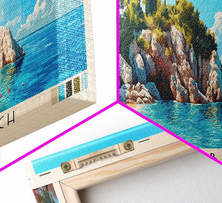 Paradise Beach, Croatia Panoramic Print, Vacation Gift, Croatia Wall Art, Beach Painting, Beach Decor, Large Wall Art, Wood Frame Art
