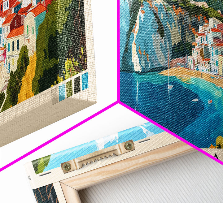 Ponza, Italy Panoramic Beach Print, Vacation Gift, Italy Wall Art, Beach Painting, Beach Decor, Beach Painting