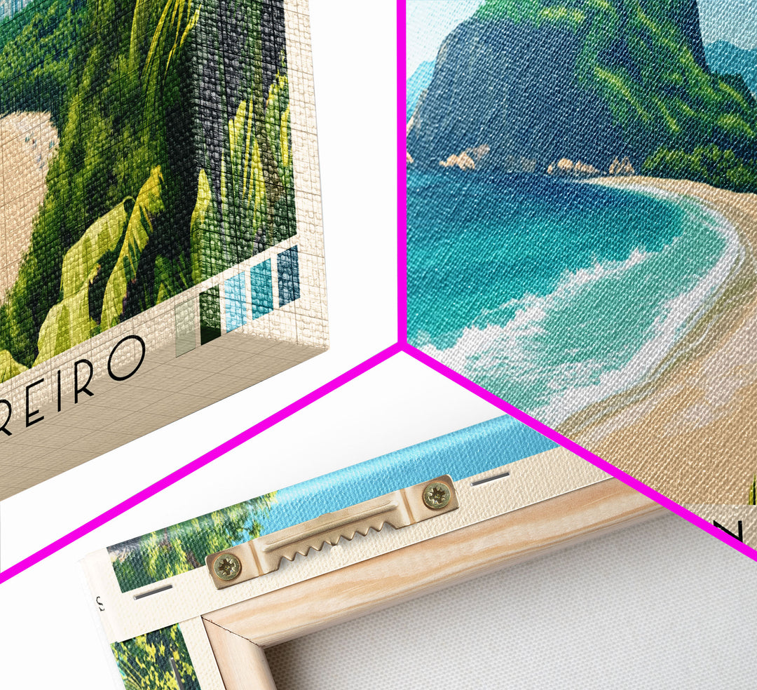 Praia do Aventureiro, Brazil Panoramic Beach Print, Vacation Gift, Brazil Wall Art, Framed Canvas Print, Framed Beach Painting