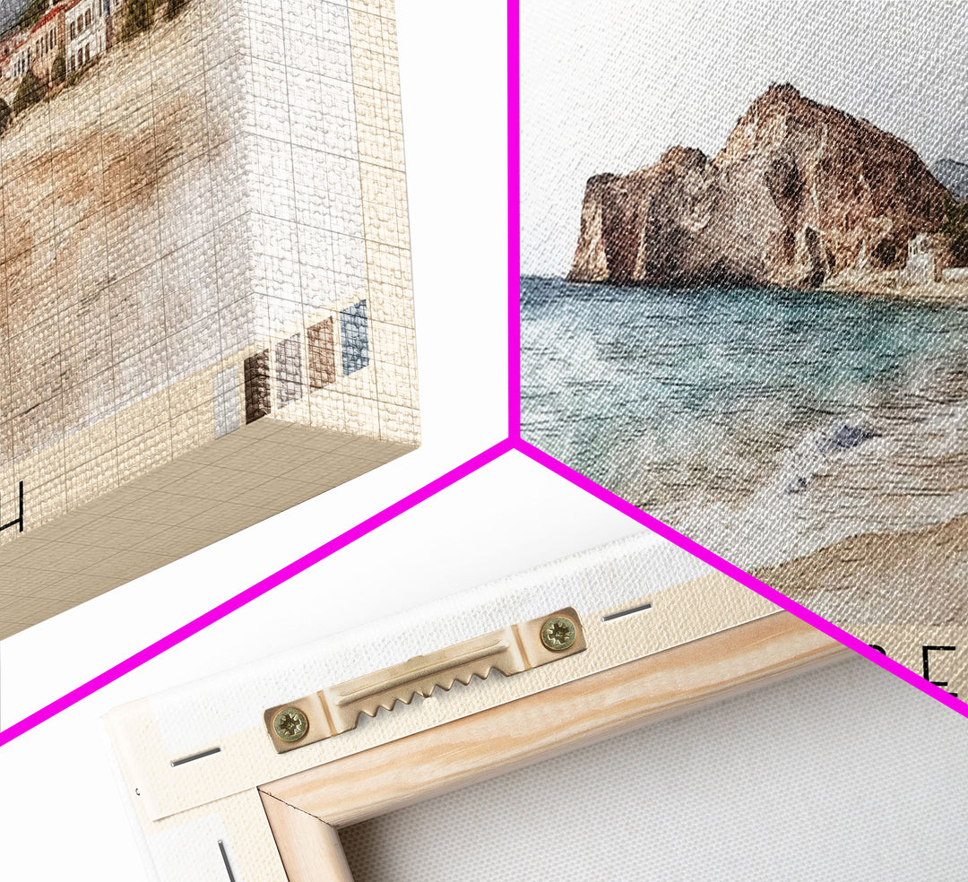 Apella Beach, Greece Watercolor Print, Vacation Gift, Greece Wall Art, Beach Painting, Beach Decor, Beach Or Lakehouse Art