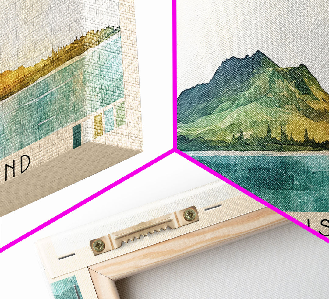 Auckland Island, New Zealand Watercolor Print, Vacation Gift, New Zealand Wall Art, Beach Painting, Beach Decor, Large Wall Art, Wood Frame Art