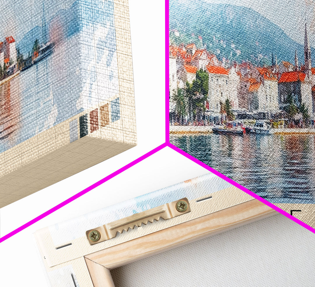 Banje, Croatia Watercolor Print, Vacation Gift, Croatia Wall Art, Beach Painting, Beach Decor, Large Wall Art, Wood Frame Art