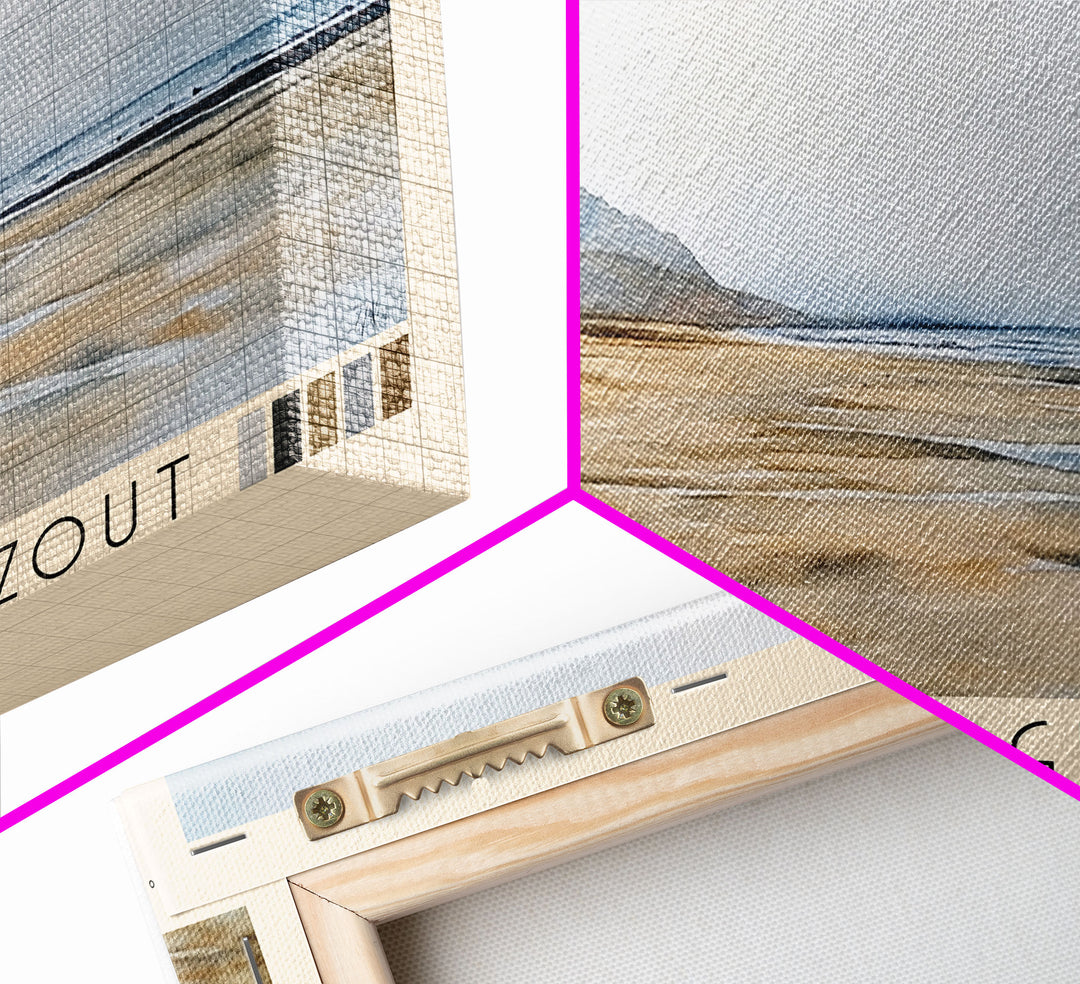 Beach of Taghazout, Morocco Watercolor Beach Print, Vacation Gift, Morocco Wall Art, Framed Canvas Print, Framed Beach Painting