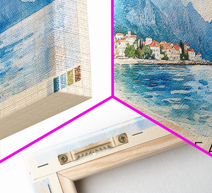 Bečići Beach, Montenegro Watercolor Print, Vacation Gift, Montenegro Wall Art, Beach Painting, Beach Decor, Large Wall Art, Wood Frame Art
