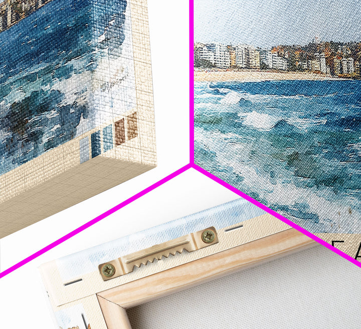 Bondi Beach, Sydney, Australia Watercolor Print, Vacation Gift, Sydney, Australia Wall Art, Beach Painting, Beach Decor, Large Wall Art, Wood Frame Art