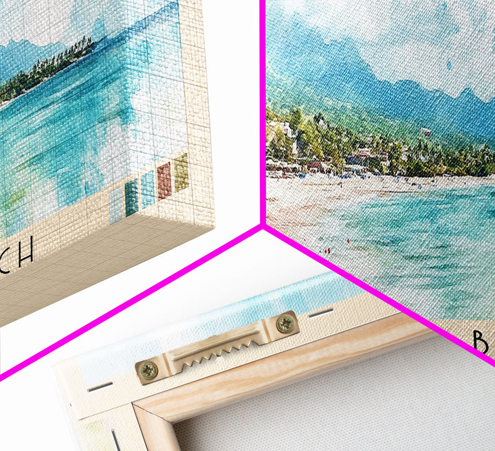 Cabarete Beach, Dominican Republic Watercolor Print, Vacation Gift, Dominican Republic Wall Art, Beach Painting, Beach Decor, Large Wall Art, Wood Frame Art