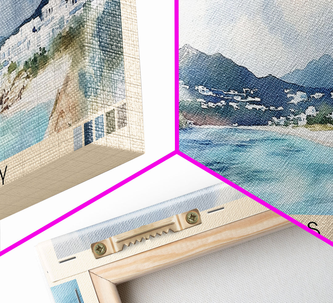 Captain's Bay, Anguila Watercolor Print, Vacation Gift, Anguila Wall Art, Beach Painting, Beach Decor, Large Wall Art, Wood Frame Art