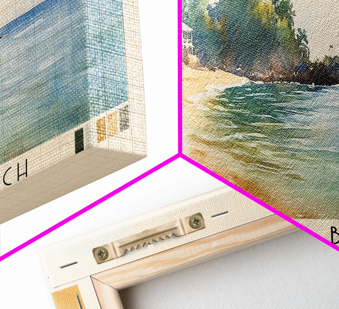 Cornwall Beach, Jamaica Watercolor Beach Print, Vacation Gift, Jamaica Wall Art, Framed Canvas Print, Framed Beach Painting