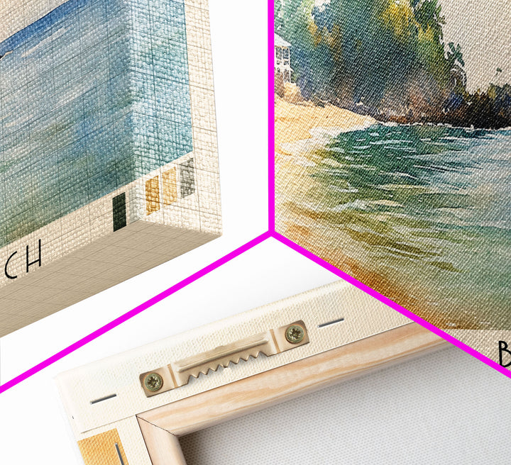 Cornwall Beach, Jamaica Watercolor Beach Print, Vacation Gift, Jamaica Wall Art, Framed Canvas Print, Framed Beach Painting
