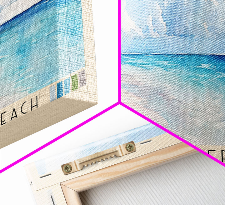 Cruise Center Beach, Turks and Caicos Watercolor Print, Vacation Gift, Turks and Caicos Wall Art, Beach Painting, Beach Decor, Large Wall Art, Wood Frame Art