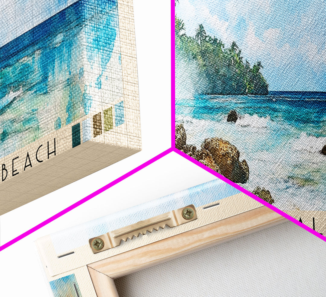 Dunn’s River Falls Beach, Jamaica Watercolor Print, Vacation Gift, Jamaica Wall Art, Beach Painting, Beach Decor, Large Wall Art, Wood Frame Art