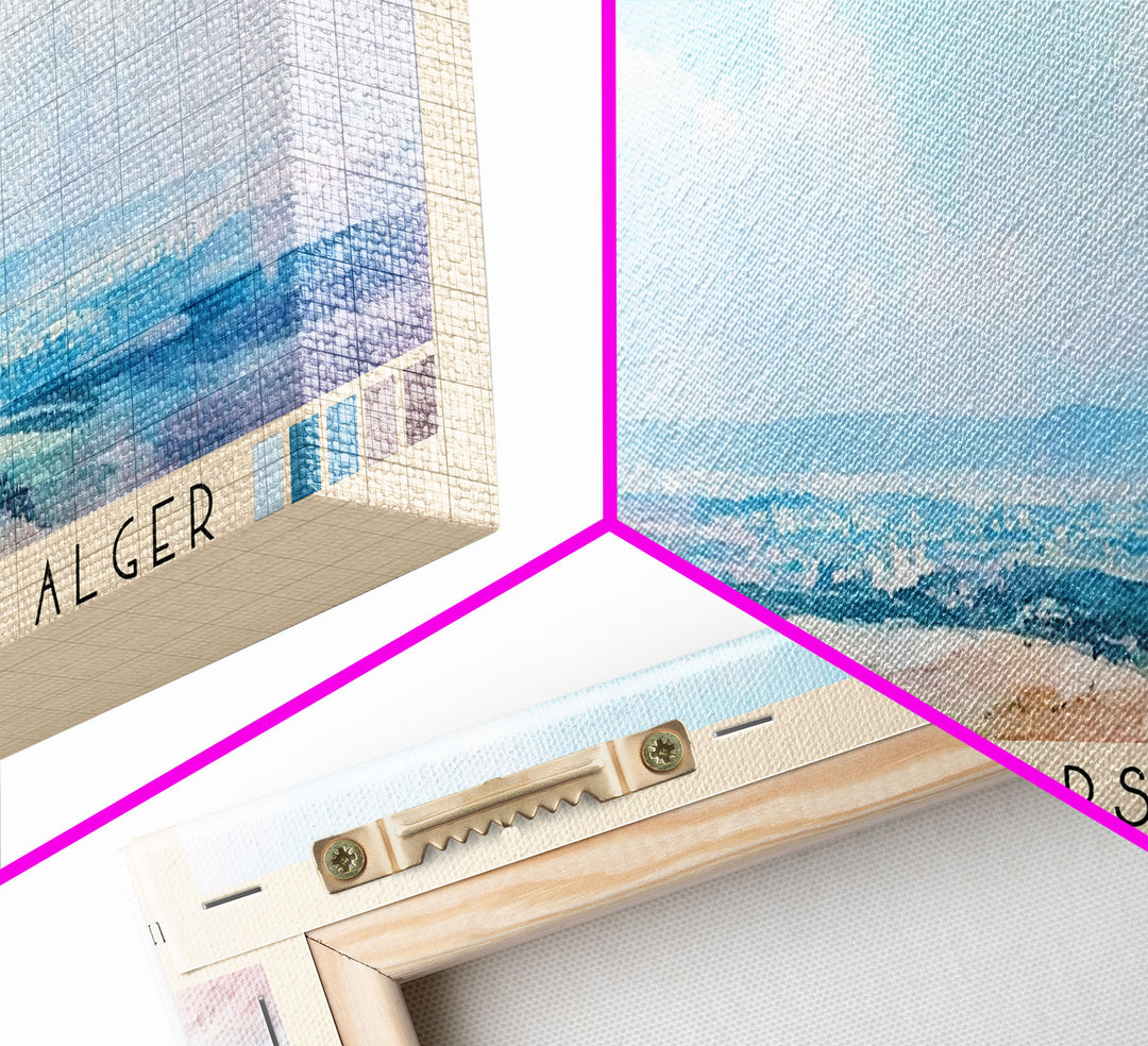 Falaises d’El Marsa a Alger, Algeria Watercolor Print, Vacation Gift, Algeria Wall Art, Beach Painting, Beach Decor, Beach Or Lakehouse Art