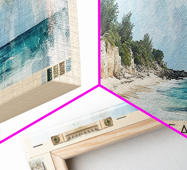 Gibbs Beach, Barbados Watercolor Print, Vacation Gift, Barbados Wall Art, Beach Painting, Beach Decor, Large Wall Art, Wood Frame Art