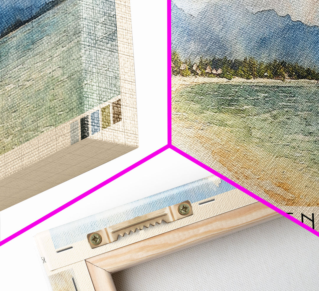 Gili Meno, Indonesia Watercolor Print, Vacation Gift, Indonesia Wall Art, Beach Painting, Beach Decor, Large Wall Art, Wood Frame Art