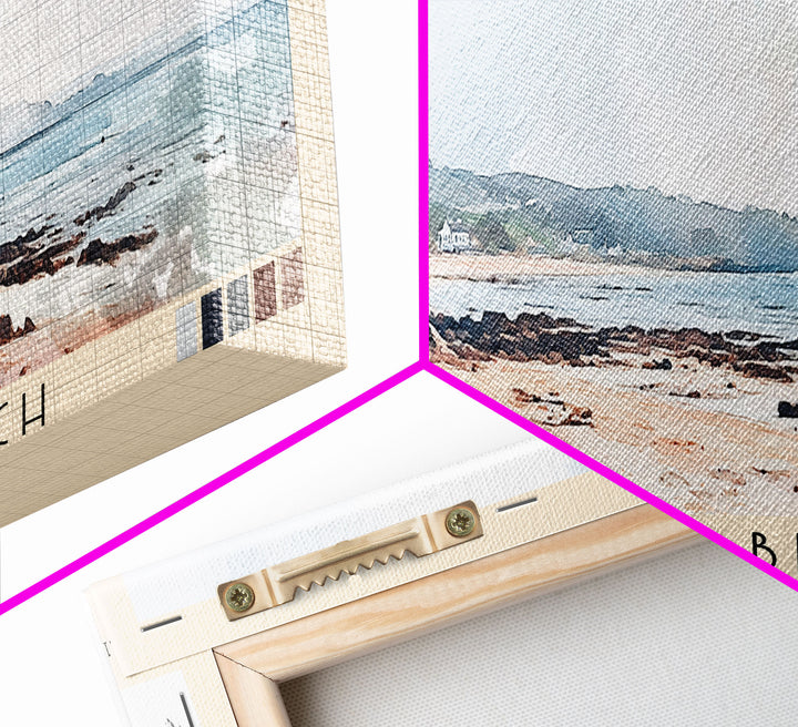 Grobust beach, Scotland Watercolor Print, Vacation Gift, Scotland Wall Art, Beach Painting, Beach Decor, Large Wall Art, Wood Frame Art