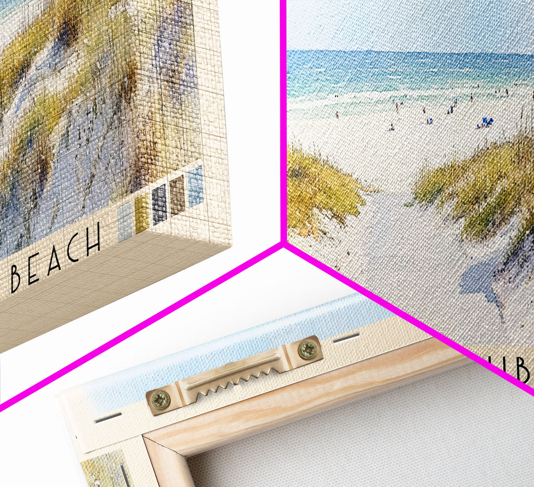 Gulf Shores Public Beach, Alabama Watercolor Print, Vacation Gift, Alabama Wall Art, Beach Painting, Beach Decor, Large Wall Art, Wood Frame Art