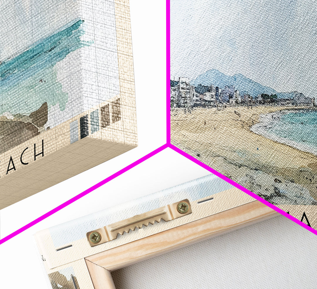 Hatenohama Beach, Japan Watercolor Print, Vacation Gift, Japan Wall Art, Beach Painting, Beach Decor, Large Wall Art, Wood Frame Art