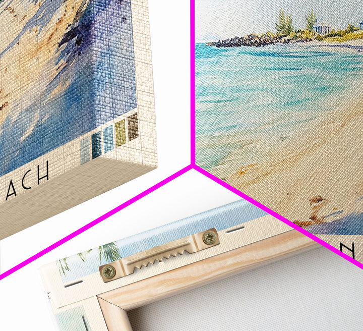 Honeymoon Beach, US Virgin islands Watercolor Beach Print, Vacation Gift, US Virgin islands Wall Art, Framed Canvas Print, Framed Beach Painting