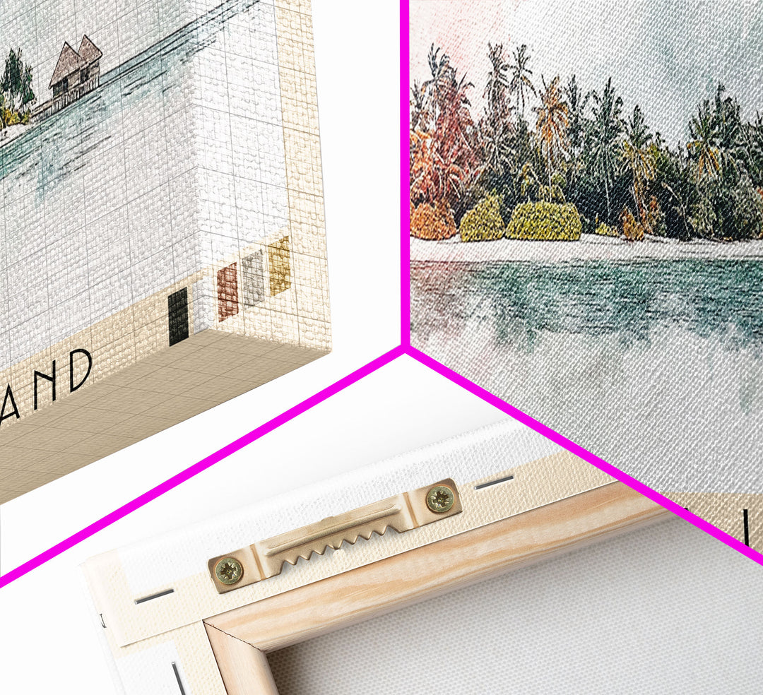 Hulhumale Island, Maldives Watercolor Print, Vacation Gift, Maldives Wall Art, Vacation Wall Art, Vacatation Memories, Beach Decor, Beach Or Lakehouse Art