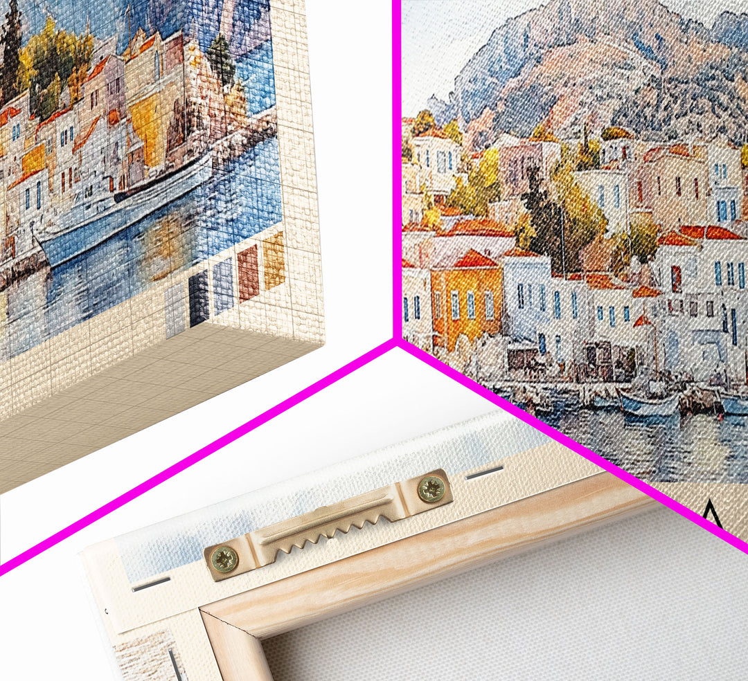 Hydra, Greece Watercolor Print, Vacation Gift, Greece Wall Art, Vacation Wall Art, Vacatation Memories, Beach Decor, Beach Or Lakehouse Art