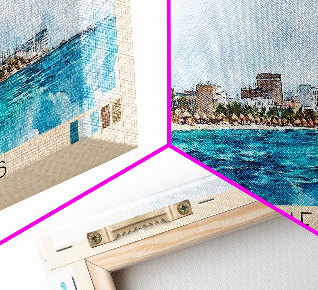 Isla Mujeres, Mexico Watercolor Beach Print, Vacation Gift, Mexico Wall Art, Beach Painting, Beach Decor, Beach Painting