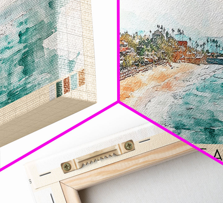 Kuta Beach, Indonesia Watercolor Print, Vacation Gift, Indonesia Wall Art, Beach Painting, Beach Decor, Large Wall Art, Wood Frame Art