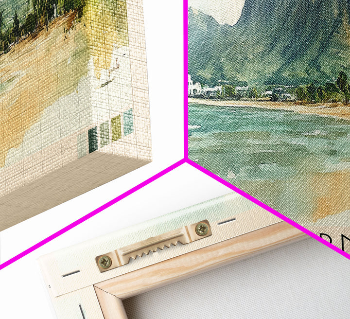 Le Morne, Mauritius Watercolor Print, Vacation Gift, Mauritius Wall Art, Beach Painting, Beach Decor, Large Wall Art, Wood Frame Art