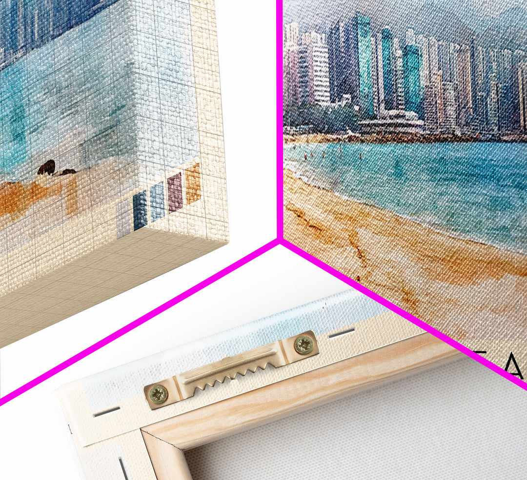 Lido Beach, Hong Kong Watercolor Print, Vacation Gift, Hong Kong Wall Art, Beach Painting, Beach Decor, Large Wall Art, Wood Frame Art