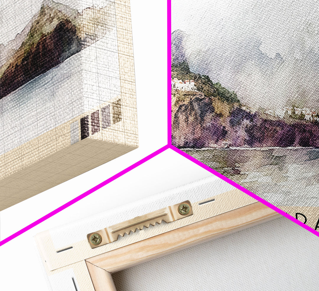 Madeira, Portugal Watercolor Beach Print, Vacation Gift, Portugal Wall Art, Beach Painting, Beach Decor, Beach Painting