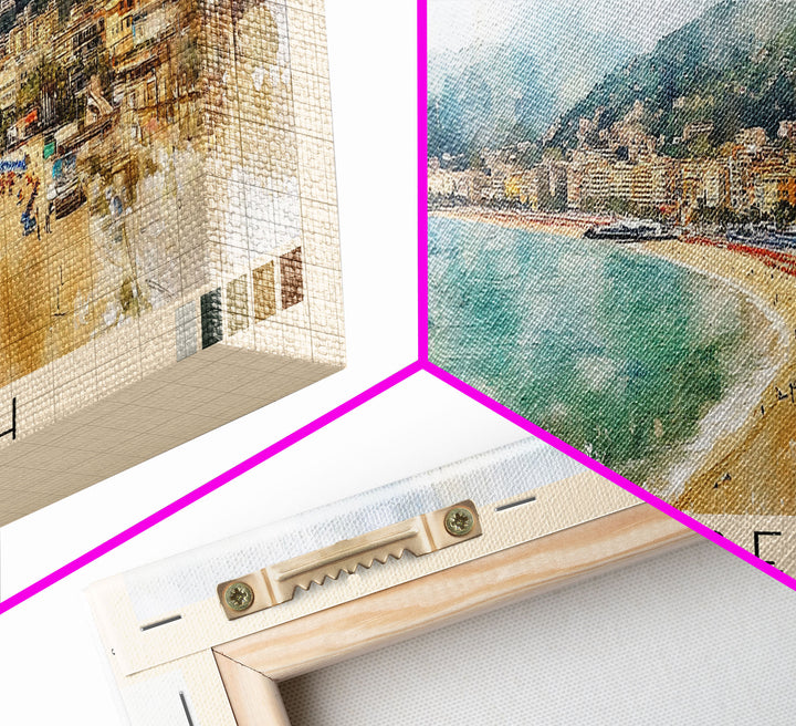 Maiori Beach, Italy Watercolor Print, Vacation Gift, Italy Wall Art, Beach Painting, Beach Decor, Large Wall Art, Wood Frame Art