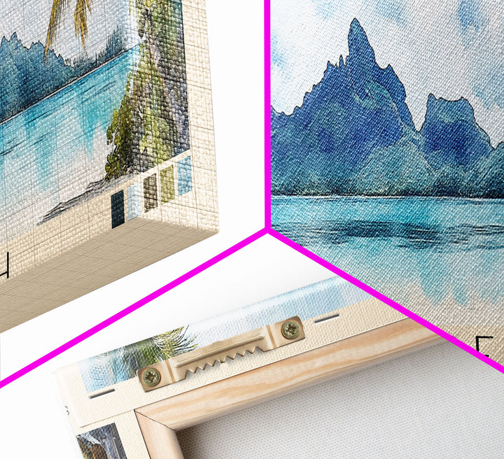 Matira Beach, Bora Bora, Tahiti Watercolor Beach Print, Vacation Gift, Bora Bora, Tahiti Wall Art, Beach Painting, Beach Decor, Beach Painting