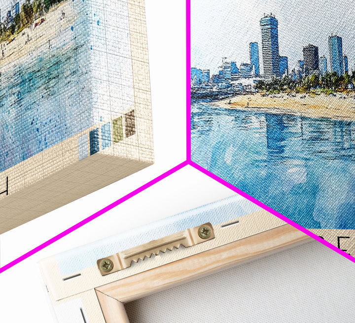 Odaiba Beach, Japan Watercolor Print, Vacation Gift, Japan Wall Art, Beach Painting, Beach Decor, Beach Or Lakehouse Art