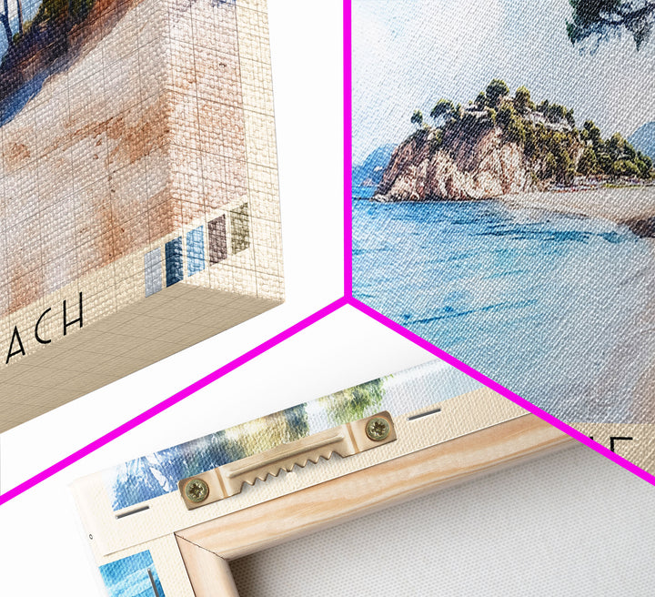 Pampelonne Beach, France Watercolor Print, Vacation Gift, France Wall Art, Beach Painting, Beach Decor, Large Wall Art, Wood Frame Art