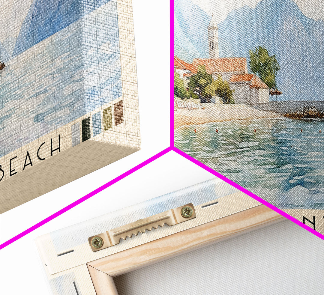 Plavi Horizonti Beach, Montenegro Watercolor Print, Vacation Gift, Montenegro Wall Art, Vacation Wall Art, Vacatation Memories, Beach Decor, Beach Or Lakehouse Art