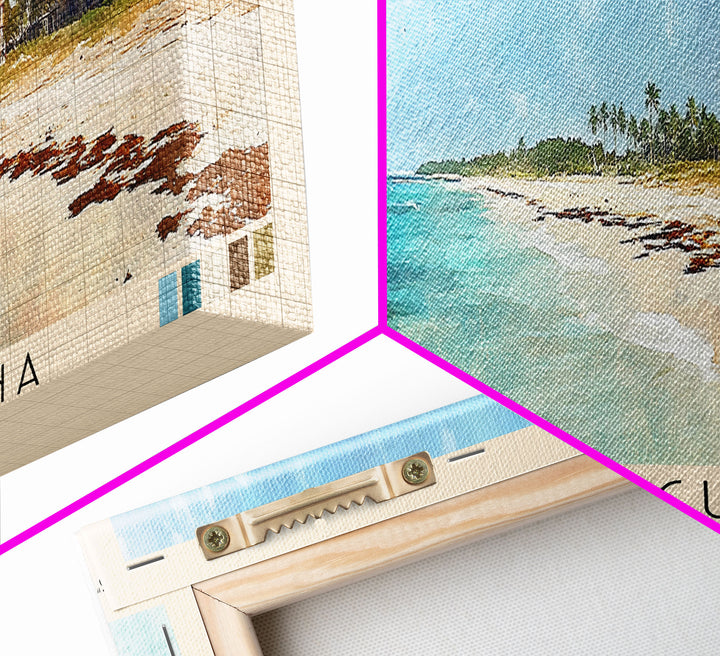 Playa Maguana, Cuba Watercolor Beach Print, Vacation Gift, Cuba Wall Art, Framed Canvas Print, Framed Beach Painting