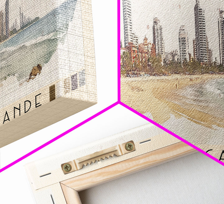 Playa de Bocagrande, Colombia Watercolor Print, Vacation Gift, Colombia Wall Art, Beach Painting, Beach Decor, Beach Or Lakehouse Art