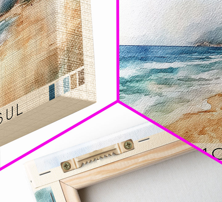 Playa de Monsul, Spain Watercolor Print, Vacation Gift, Spain Wall Art, Beach Painting, Beach Decor, Beach Or Lakehouse Art