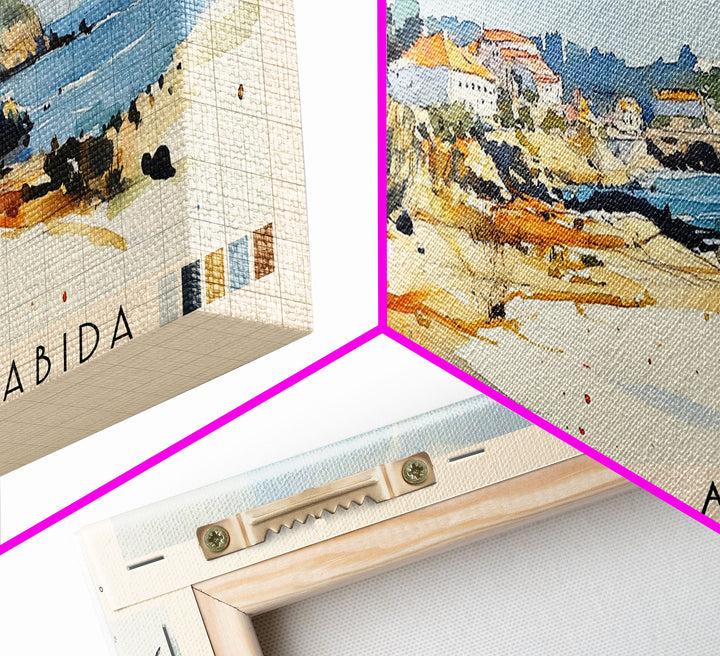 Portinho da Arrabida, Portugal Watercolor Print, Vacation Gift, Portugal Wall Art, Beach Painting, Beach Decor, Large Wall Art, Wood Frame Art