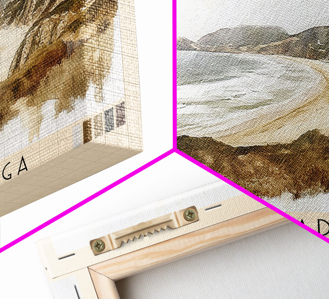 Praia da Adraga, Portugal Watercolor Print, Vacation Gift, Portugal Wall Art, Beach Painting, Beach Decor, Large Wall Art, Wood Frame Art