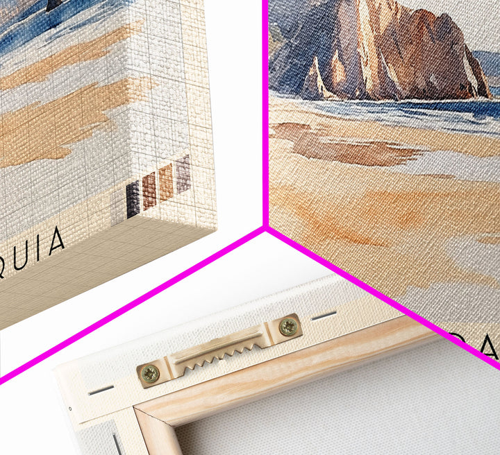 Praia da Franquia, Portugal Watercolor Print, Vacation Gift, Portugal Wall Art, Beach Painting, Beach Decor, Large Wall Art, Wood Frame Art