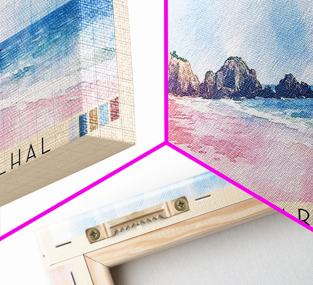 Praia do Carvalhal, Portugal Watercolor Print, Vacation Gift, Portugal Wall Art, Beach Painting, Beach Decor, Large Wall Art, Wood Frame Art