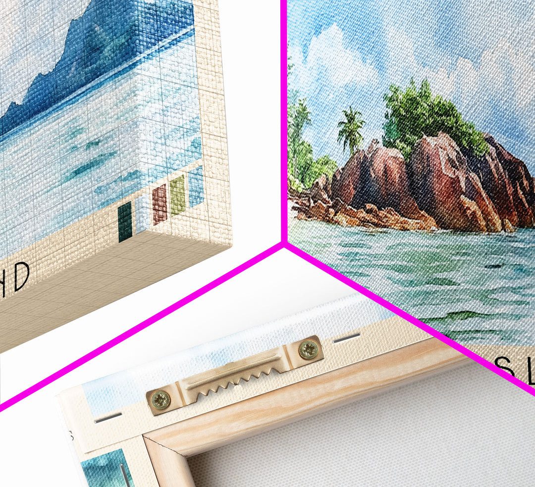 Praslin Island, Anse Lazio Watercolor Print, Vacation Gift, Anse Lazio Wall Art, Beach Painting, Beach Decor, Beach Or Lakehouse Art