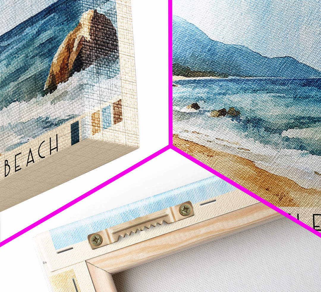 Sinemorets Veleka Beach, Bulgaria Watercolor Print, Vacation Gift, Bulgaria Wall Art, Beach Painting, Beach Decor, Large Wall Art, Wood Frame Art