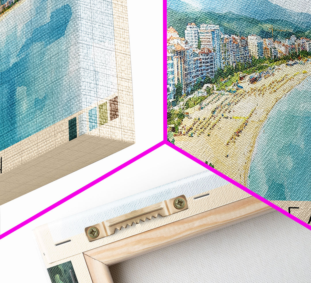 Sunny Beach, Bulgaria Watercolor Print, Vacation Gift, Bulgaria Wall Art, Beach Painting, Beach Decor, Beach Or Lakehouse Art
