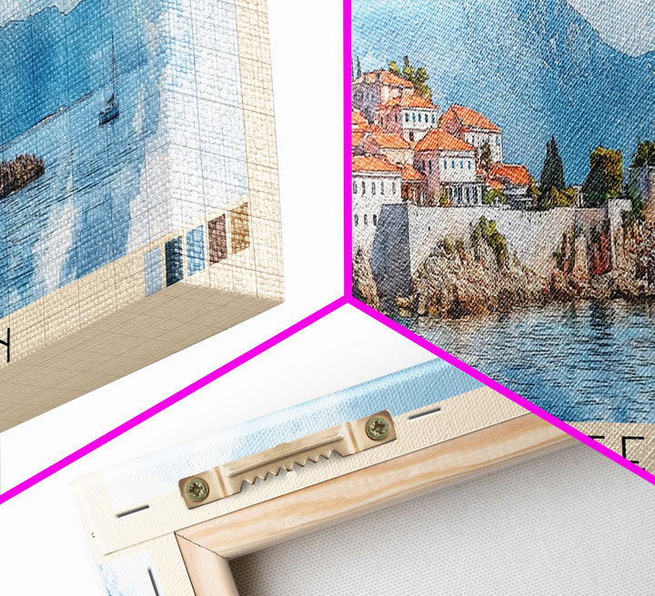 Sveti Stefan, Montenegro Watercolor Print, Vacation Gift, Montenegro Wall Art, Vacation Wall Art, Vacatation Memories, Beach Decor, Beach Or Lakehouse Art