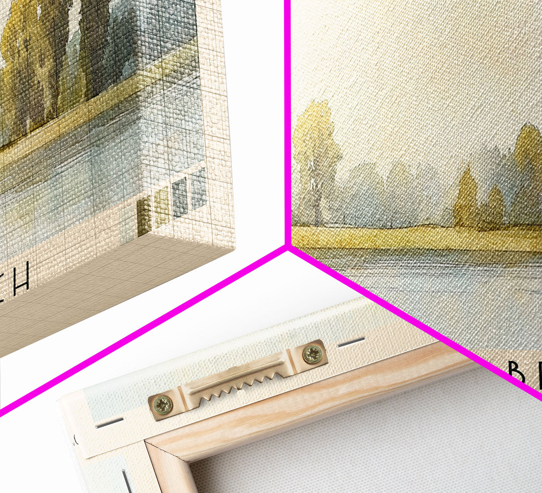 Wannsee Beach, Germany Watercolor Print, Vacation Gift, Germany Wall Art, Beach Painting, Beach Decor, Beach Or Lakehouse Art