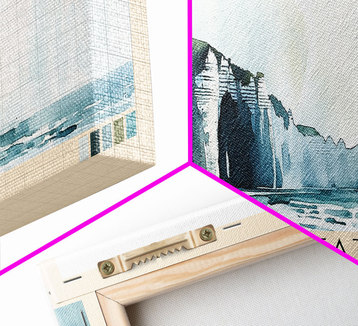 Étretat, France Watercolor Print, Vacation Gift, France Wall Art, Beach Painting, Beach Decor, Large Wall Art, Wood Frame Art